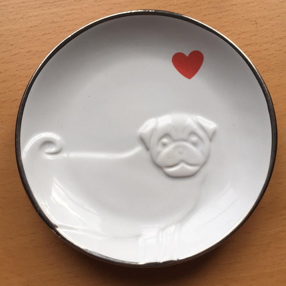 Trinket jewelry tray pug dog / mini plate